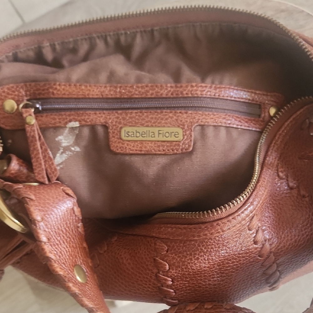 Isabella Fiore Tan Leather Hobo Bag with Gold Studs - Picture 8 of 8